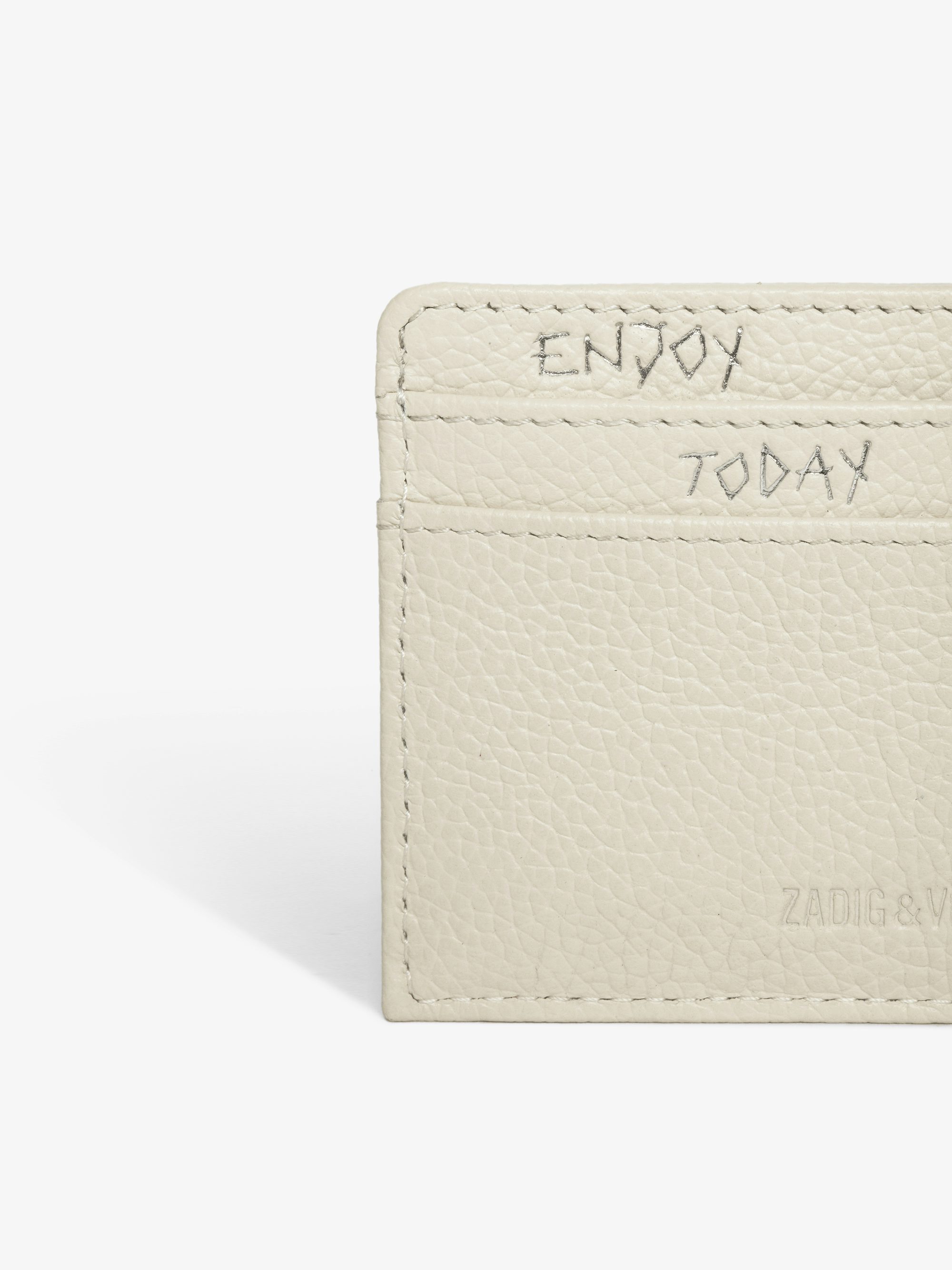 ZV Pass America Card Holder - Card holder in grained leather adorned with rhinestone wings.